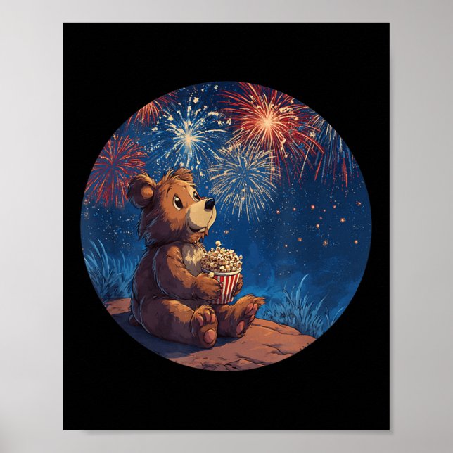 Nice Popcorn Firework Costume With Cute Bear  Poster (Front)