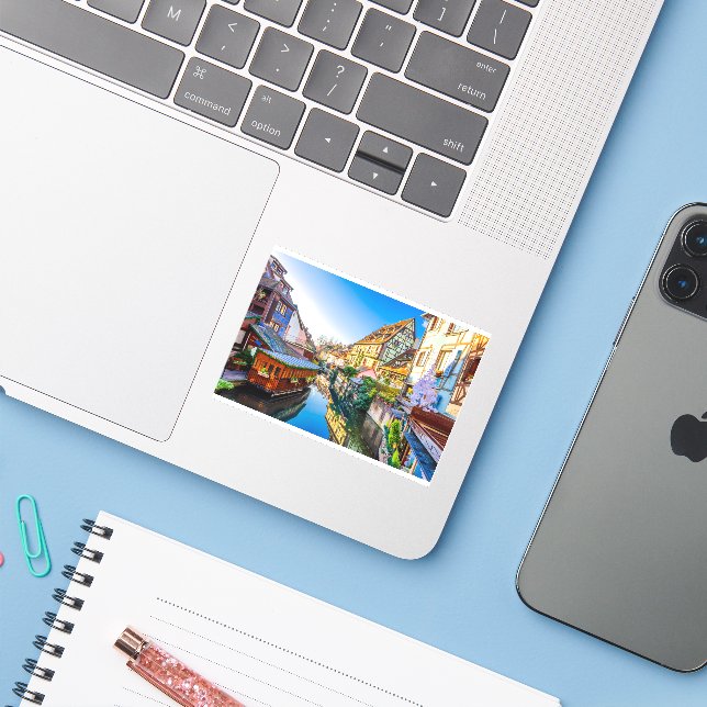 Nice print of Little Venice in Colmar Sticker (Laptop w/ iPhone)