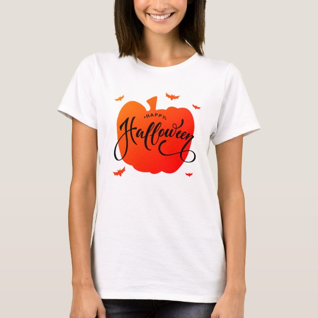 Nice Pumpkin Happy Halloween Typography T-Shirt (Front)