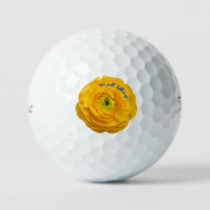 'Nice Putt, Buttercup' Whimsical Floral Humor Fun Golf Balls