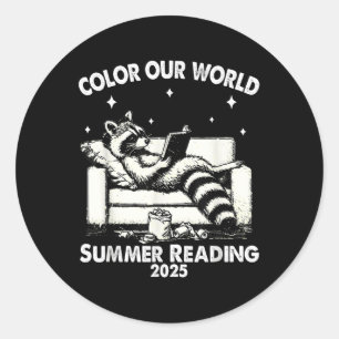 Nice Raccoon Book Lover Summer Reading 2025 Classic Round Sticker