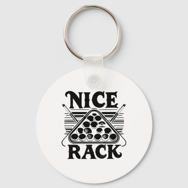 Nice Rack Pool Billiard Player Billiards Cue Sport Keychain (Front)