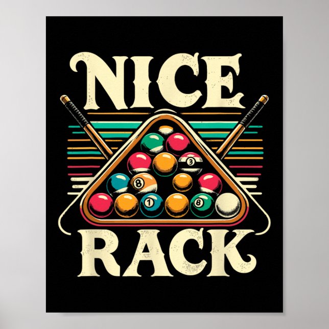 Nice Rack Pool Billiard Player Billiards Cue Sport Poster (Front)