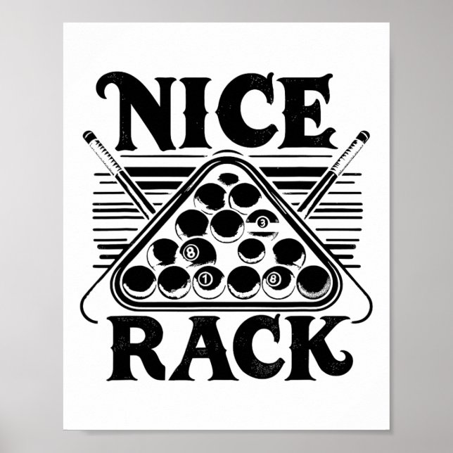 Nice Rack Pool Billiard Player Billiards Cue Sport Poster (Front)