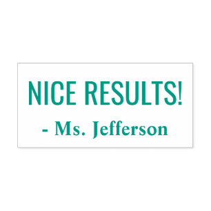 "NICE RESULTS!" Commendation Rubber Stamp