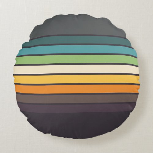 Nice Retro colorful Striped Pattern Round Pillow