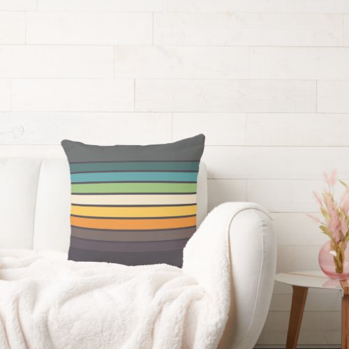 Nice Retro colorful Striped Pattern Throw Pillow