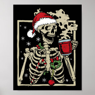 Nice Skeleton Santa Hat Christmas  Poster