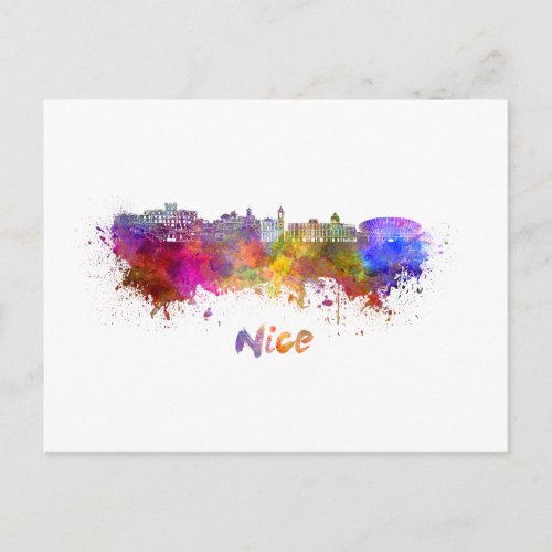 Nice skyline in watercolor postcard