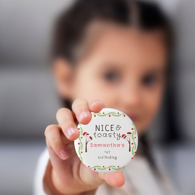 Nice S'mores Marshmallows Kids Xmas Birthday Party Button (Creator Uploaded)
