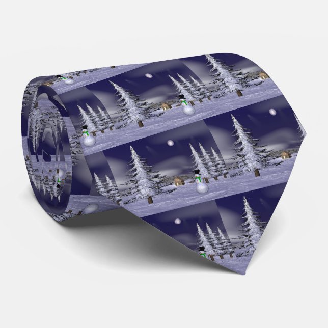 Nice snowman in the night tie (Rolled)