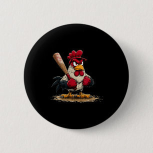 Nice Srt Rooster Look For Baseball And Bat Lovers Button