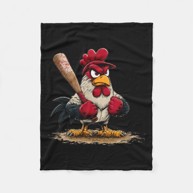 Nice Srt Rooster Look For Baseball And Bat Lovers  Fleece Blanket (Front)