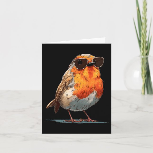 Nice Sunglasses Bird Costume for Robin and Feather Card (Front)