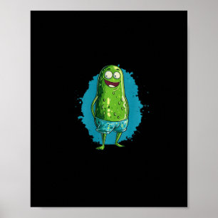 Nice Swimming Pickle In Trunks For Pool And Vacati Poster