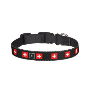 Nice Switzerland flag black monogram Pet Collar