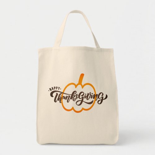 Nice Text Happy Thanksgiving with Cute Pumpkin Tot Tote Bag