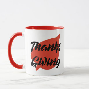 Nice Text Thanksgiving Typography on Leaf Mug