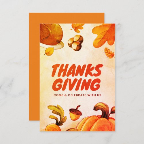 Nice Thanksgiving with Pumpkin and Leaves Fall Thank You Card
