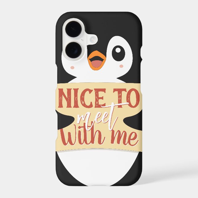 Nice to meet with me: Customizable penguin sign Case-Mate iPhone Case (Back)
