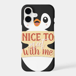 Nice to meet with me: Customizable penguin sign iPhone 17 Case