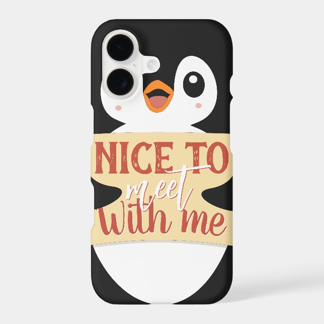 Nice to meet with me: Customizable penguin sign iPhone Case (Back)