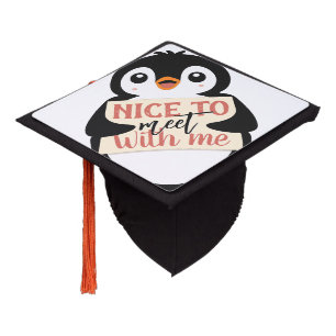 Nice to meet with me: personalized penguin sign graduation cap topper