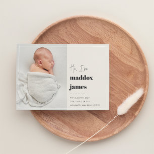 Nice to Meet You Modern Photo Birth Announcement