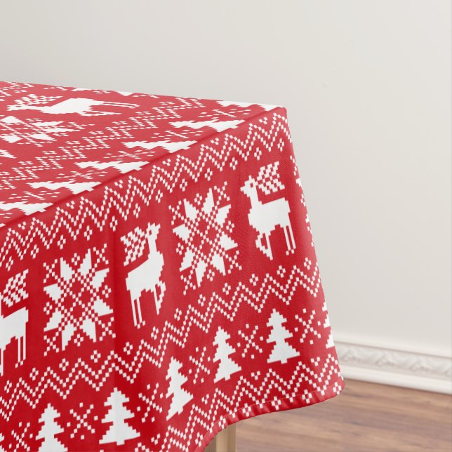 Nice Traditional Christmas Red Sweater Pattern Tablecloth (In Situ)
