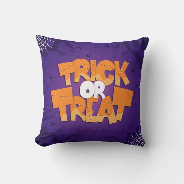 Nice Trick or Treat Typography  Throw Pillow (Front)