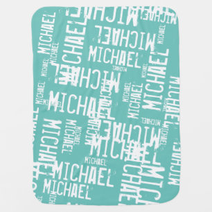  nice Typography white Name on light teal Baby Blanket