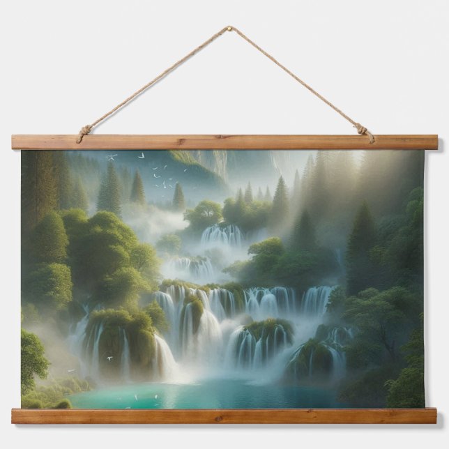 Nice view with river and waterfall hanging tapestry (Front)