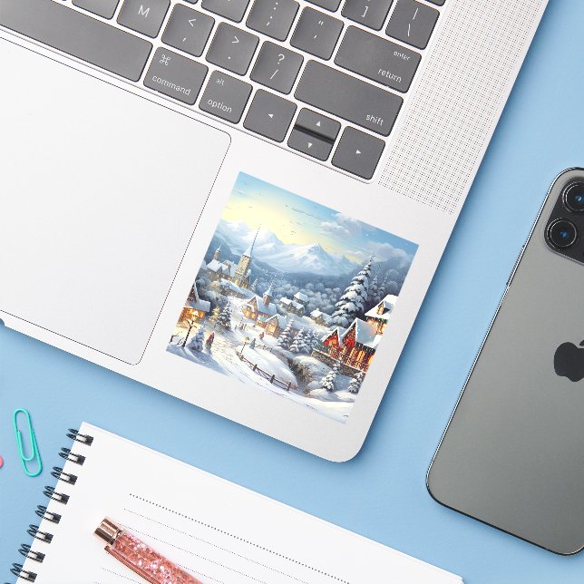 Nice village on Christmas day Sticker (Laptop w/ iPhone)