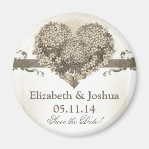 nice vintage blossoms heart save the date magnets