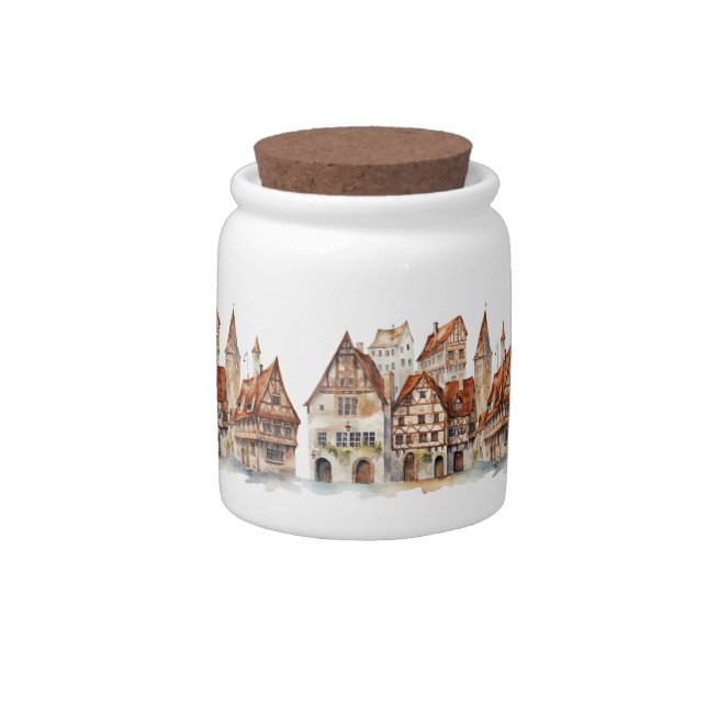 Nice vintage village candy jar (Right)