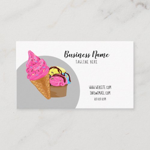 Nice White and Pink Sprinkles Ice Cream Frosting Business Card