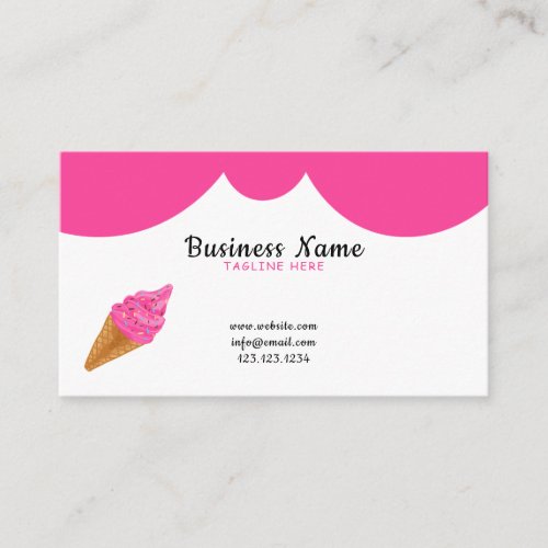 Nice White and Pink Sprinkles Ice Cream Shop Business Card