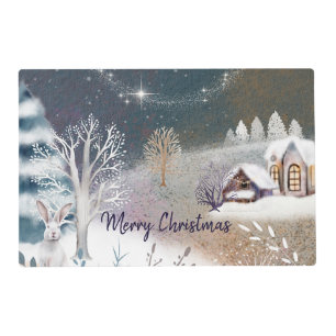 Nice winter home illustration Christmas Holiday Placemat