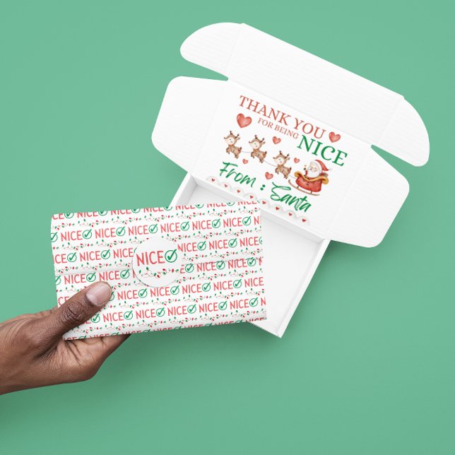 Nice With Check Mark Christmas Tissue Paper (Let someone special know how nice they are with this cute Christmas tissue paper!)