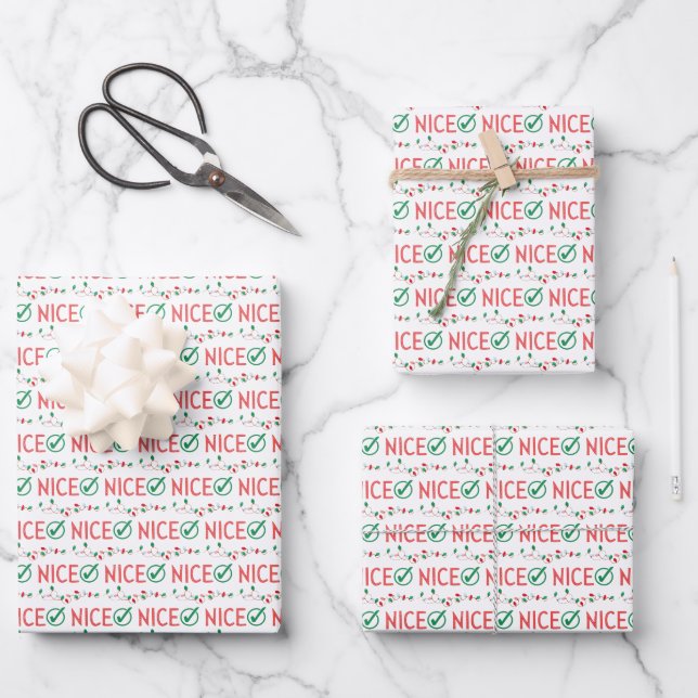 Nice With Check Mark Wrapping Paper Sheets  (Front)