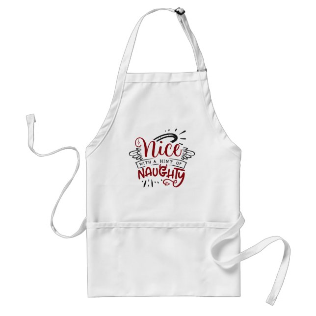 Nice With Hint of Naughty | Fun Christmas Holiday Adult Apron (Front)