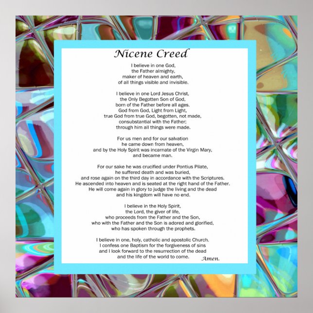 Nicene Creed Poster Christian Prayer Wall Art (Front)