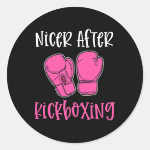 Nicer After Kickboxing Funny Pun Workout Cles Gym Classic Round Sticker