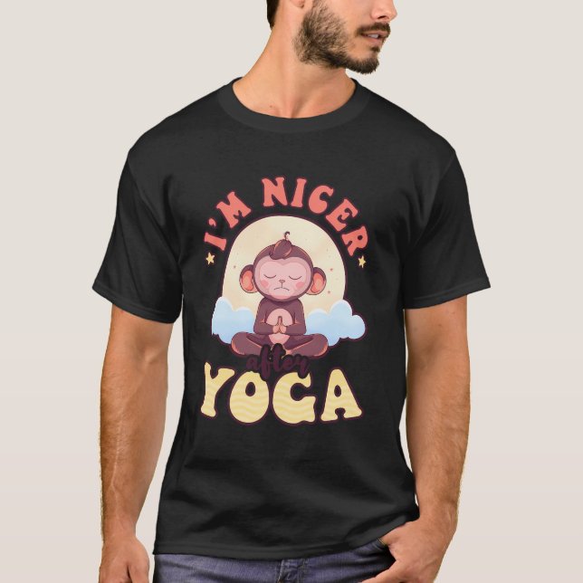 Nicer After Yoga Design Monkey Lover T-Shirt (Front)
