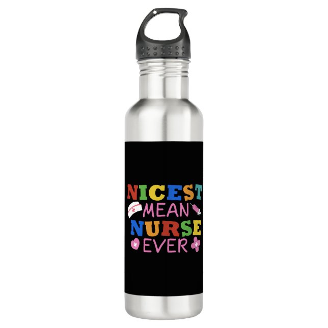 nicest mean nurse ever pharmacy hospital medical stainless steel water bottle (Front)