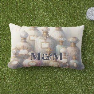 Niche Perfume Collection, Monogram Watercolor Lumbar Pillow