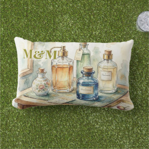 Niche Perfume Collection, Monogram Watercolor Lumbar Pillow