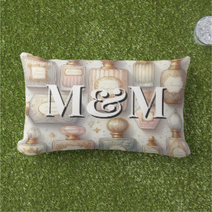 Niche Perfume Collection, Monogram Watercolor Lumbar Pillow