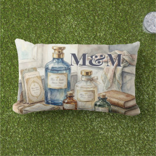 Niche Perfume Collection, Monogram Watercolor Lumbar Pillow