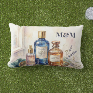 Niche Perfume Collection, Monogram Watercolor Lumbar Pillow